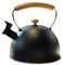 Stainless Steel Teapot 3L, Whistling Kettle with Wood Grain Handle, Suitable for Gas Stove Induction Cooker Durable, Black