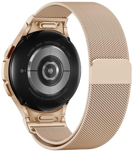 Faliogo Ein klick Metall Armband Kompatibel mit Samsung Galaxy Watch 6 Armband 40mm 44mm, Galaxy Watch 7 4 5 Armband, Keine Lücke Edelstahl Ersatzarmband für Watch 5 Pro/Watch 6 4 Classic, Roségold