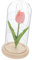 GREENADSCAPE Tulip Ornament Lamp Astetic Room Decor Goblincore Room Decor Pink Decorate Home Decor Decorations The Artificial Flowers Indoor Delicate Glowing Glass Dome Wood