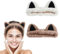 Gjinxi 2 Stück Gesicht Waschen Stirnband, Spa Haarband Kosmetik Katzenohren Elastische Korallen Fleece Haarbänder Kosmetisches Stirnband für Mädchen Frauen Sport Schönheit Hautpflege