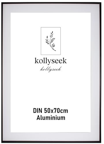 kollyseek Photo Frame Aluminum 50x70cm Metal Poster Frame with Shatterproof Acrylic Glass 20x28in Modern Display Picture Frame with Mount for Table Top/Wall Mounting (Black)