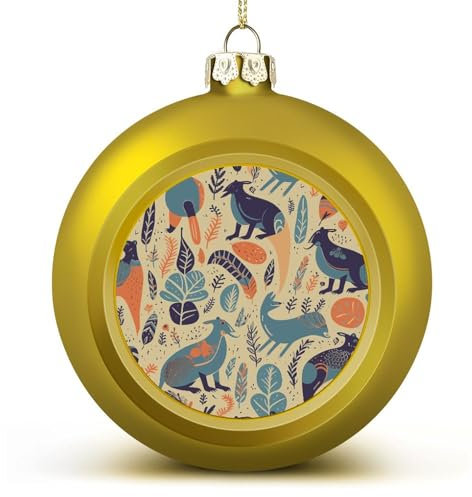 Baumschmuck, Kugel, rot und gold, bruchsicher, Weihnachtskugeln, hängende Kugeln, australische Tiere, bedruckte Weihnachtskugel für Feiertagsdekoration, 6,1 cm