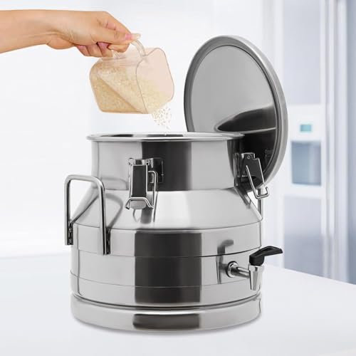 Bidón de Leche de Acero Inoxidable de 12 l con Grifo, Barril de Vino con Cubo Sellado para almacenar Leche y Vino líquido, bidón de Leche de Acero Inoxidable de Gran Capacidad de un galón