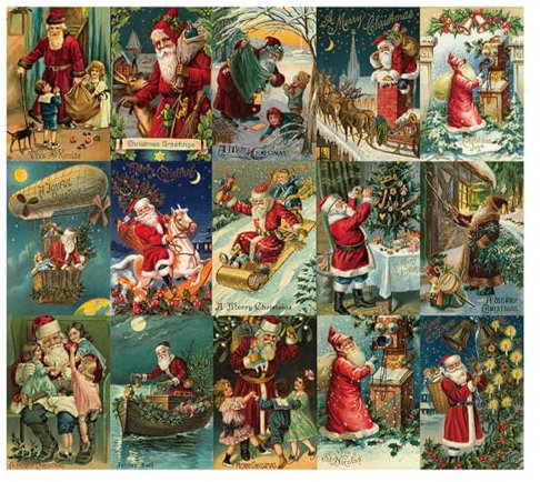 Codulu Weihnachtskarte, Grußkarten, Vintage, Weihnachtsmann, Papierkarte, Schreibkarte für Weihnachten, Winter, Urlaub, Neujahr (B-15 Stück)