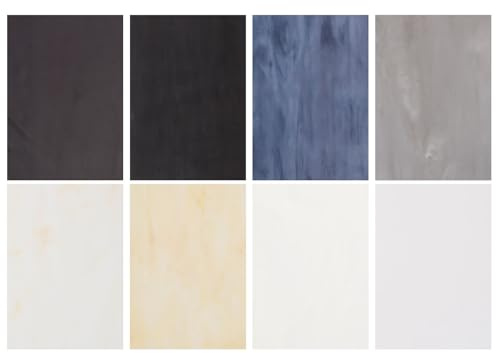 QUARKZMAN 8 Fogli Lastre Vetro Colorato, 100x150mm PMosaico di Vetro Varietà Piastrelle per Progetti Fai Da Te Decorazione Casa, Serie Bianco e Nero