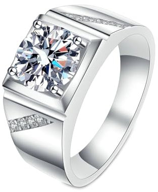 BCughia Verlobungsring Gold 585, 14 Karat Weissgold Ring mit Rund Form Labor Diamant 1ct Damenring Hochzeit Größe 49 (15.6)