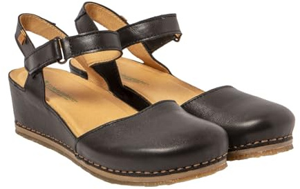 El Naturalista Damen Keilsandalen PICUAL, Frauen Sandalen,keilsandaletten,keilabsatz,wedge-heel,bequem,flach,sommerschuhe,BLACK,36 EU / 3.5 UK