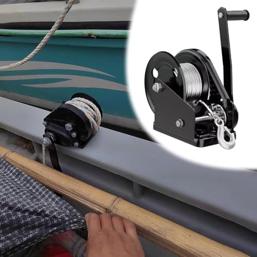 MegLob Manual Hand Winch, Heavy Duty Boat Towing Winch, Boat Trailer Hand Winch, Portable Ratchet Power Puller Tool, Manual Operated Hand Crank Winch for Trailer, for Truck/Jet Ski/RV,1600Lbs 20m