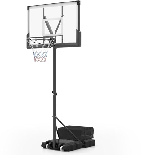 COSTWAY Canestro da Basket Esterno Professionale 160-305 cm | Canestro Basket con Altezza Regolabile, Ruote, Tabellone, Rete Sostituibile, Base Riempibile e Borsa