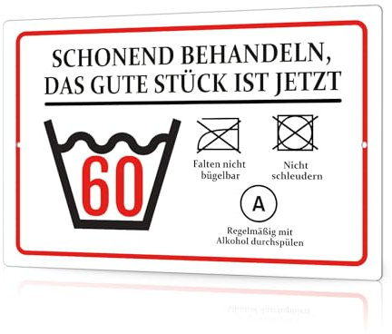 Putuo Decor Divertido cartel de metal de chapa de 60 años – Divertida decoración de cumpleaños, regalo para hombres y mujeres, decoración de pared, 30 x 20 cm