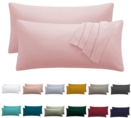 Nesture Kissenbezug 40 x 80 2er Set, Puderrosa, 100% Mikrofaser | kopfkissenbezug 40x80cm mit Reißverschluss, kissenhülle weich & bügelfrei, atmungsaktiv, Pflegeleicht bei 60°C waschbar