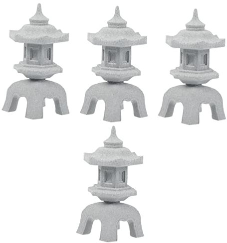 Sosoport 4Pcs Mikrolandschaftsdekoration aquaristik zubehör Art Decor Fischbecken Pagode Mini-Aquarium-Pavillon Luft Aquarium-Landschaftsdekorationen Dekorationen für Aquarien Sandstein