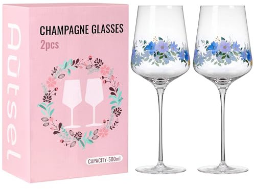 Autsel Wine Glasses Set of 2, 500ml Crystal Red&White Wine Glasses, Friendship Gift for Women, Personalised Birthday Special Friend Leaving Gifts