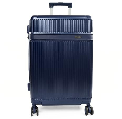 Solier Hartschalenkoffer – Reisetrolley mit 4 Rollen, Zahlenschloss und Teleskopgriff – Rollkoffer Hardcase Gepäck (Marineblau, 24' M)
