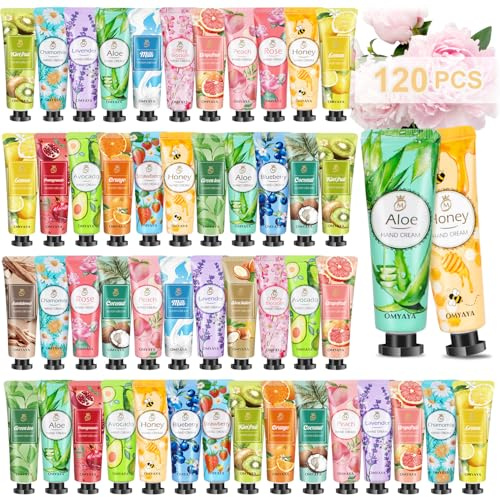Handcreme Set, 120 Stück Mini Handcreme Damen Geschenkset, Duft Hand Fuß Tag Nachtcreme Für Sehr Trockene Hände, Kleine Geschenke für Frauen und Männer, Weihnachten & Geburtstags Geschenk