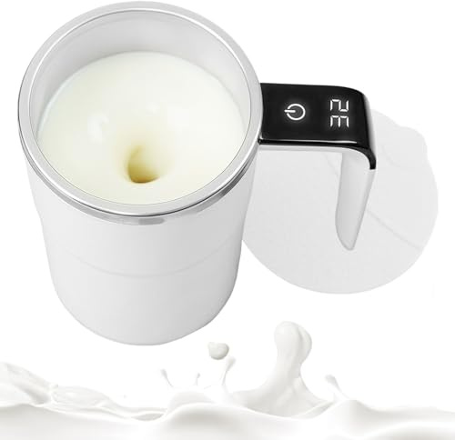 Taza Con Agitación Automática， Mezclador Eléctrico Recargable，Con Pantalla De Temperatura,Para Leche Cacao Chocolate Caliente Y Bebidas