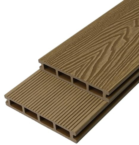 Endorphin Premium WPC Terrassendielen, 30 Dielen Teak für 10 m² | Witterungsbeständig, pflegeleicht, rutschfest, splitterfrei, Komplettset, 220x14,6x2,1 cm, Für Terrasse, Balkon, Garten