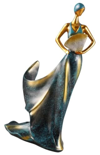 UKCOCO Resin Beauty Lady Wine Bottle Holder Blue Tabletop Rack for Kitchen Bar Display with Wear-Resistant Surface