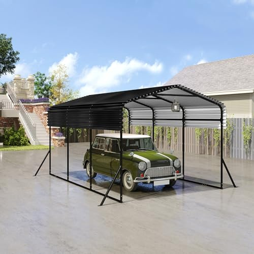 YUENFONG Grand abri de voiture en métal, 10 x 15 m, robuste, avec socle renforcé, pour voitures, bateaux, 450 x 300 x 250 cm