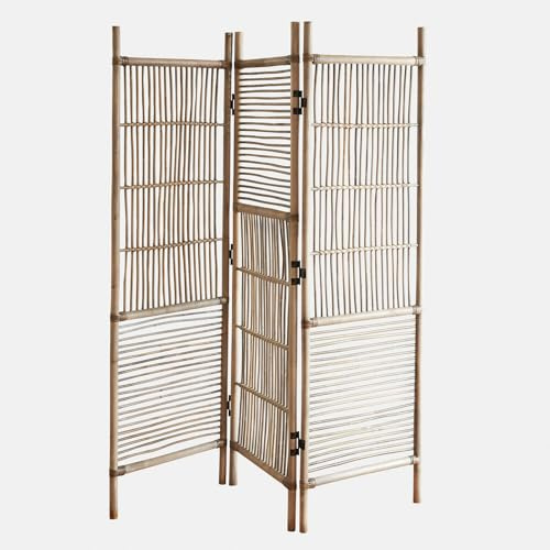 Loberon Paravent Langforda - Handgeflochten - Dreiteilig - Natürlicher Boho-Charme - Küsten-Flair - Stilvoller Sichtschutz - Raumteiler - Rattan, braun