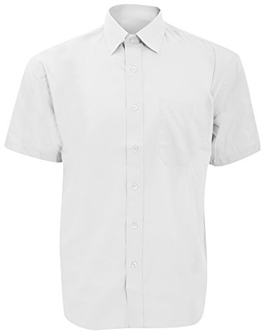 Russell Collection Mens Short Sleeve Poly-Cotton Easy Care Poplin Shirt (16) (White)