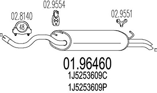 MTS 01.96460 Endschalldämpfer Kompatibel mit VW Golf 4 Variant 1J5 1J5253609AC 1J5253609C 1J5253609P