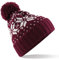 Beechfield Wintermütze Schneeflocken „Fair Isle“, Unisex Gr. Einheitsgröße, Burgunderrot / Weiß