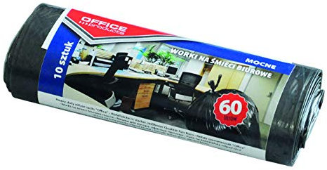 Office Products 22021222-05 Müllbeutel 60 L - 10 Stück Stark LDPE| Müllsäcke Mülltüte Abfallsäcke Mülltüte für Den Hausmüll für das Büro| Farbe: Schwarz | Foliendicke: 19 μm