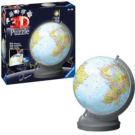 Ravensburger - Puzzle 3D Niños Globo Terráqueo Luz Nocturna | Puzzles 3D para Niños De 10 Años O Más | Maquetas para Montar De 5400 Piezas | Regalo Niño 10 Años O Más