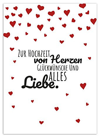 Einladungskarten Manufaktur Hamburg Glückwunschkarte zur Hochzeit/Motiv: Wunderbarer Spruch mit Herzen/mit Umschlag/Hochzeitskarte/Glückwunsch Karte