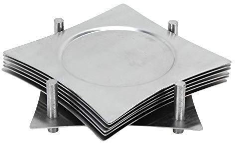 Zap Impex® Lot de 6 Dessous de Verre carrés avec Support en Acier Inoxydable pour éviter Les Taches et Les Rayures par jus, Verres, Bars, Tasses à café