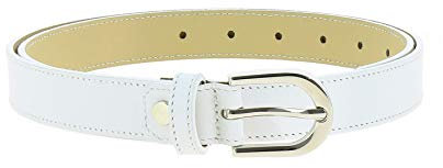 FASHIONGEN - Cinturón para mujer en cuero italiano, LUNA, Fabricado en Francia - Blanco, 110