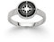 DUR Ring Kompass aus 925 Sterling Silber mit Lavasand veredelt, Größe: 54, Silber/Schwarz, R5158.54