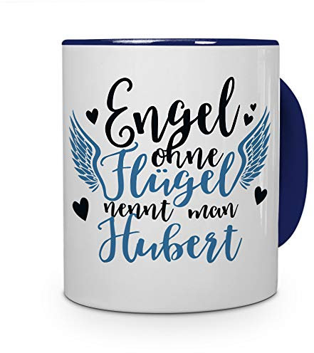 printplanet Tasse mit Namen Hubert - Motiv Engel - Namenstasse, Kaffeebecher, Mug, Becher, Kaffeetasse - Farbe Blau
