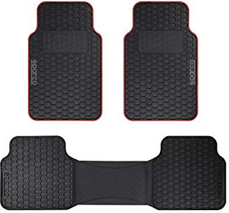 Sparco SPCF500RD 3er-Set Universal-Teppiche mit Heckbrücke für Automodell F500, Farbe Schwarz / Rot.