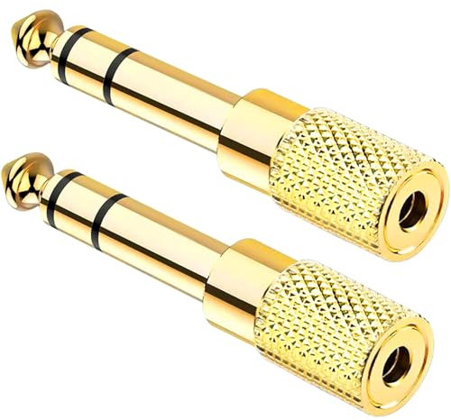 JOMELY Adattatore Jack Stereo da 6,35 mm a Jack Stereo 3,5 mm, Audio Adattatore Jack 6,35 mm a 3,5 mm Connettori, Placcato Oro 2 confezioni