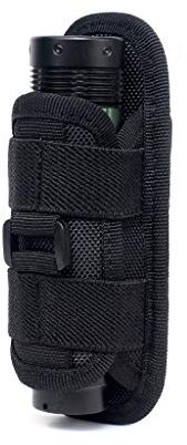 WYNEX Tactical Flashlight Pouch Holster, Rotatable Flashlight Holder Belt Clip Tactical Torch Carry Case with 360 Degree Carabiner Reel Clip