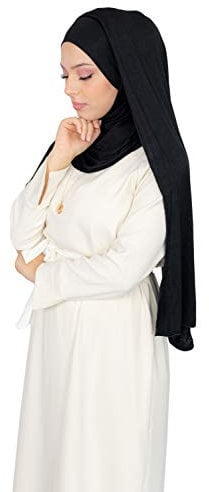 Lamis Hijab – Hijab zum Einfädeln aus Viskose Gr. 58, Schwarz HE300 (Noir)