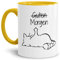 Tasse mit Spruch - Nö-Katze Guten Morgen - lustige Tasse für die Arbeit/Bürotasse/freche Tasse mit Katze/Geschenkidee lustig - Innen & Henkel Gelb