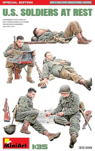 MiniArt 35318 1:35 Fig. US Soldaten In Ruhe SE (5) - originalgetreue Nachbildung, Modellbau, Plastik Bausatz, Basteln, Hobby, Kleben, Modellbausatz, Zusammenbauen, unlackiert