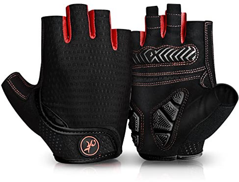 MOREOK Fahrradhandschuhe für Herren Damen Sommer Radsporthandschuhe Halbfinger 5MM SBR Gel rutschfeste/stoßdämpfende Handschuhe für Mountainbike, Rennrad & Downhill-B-M