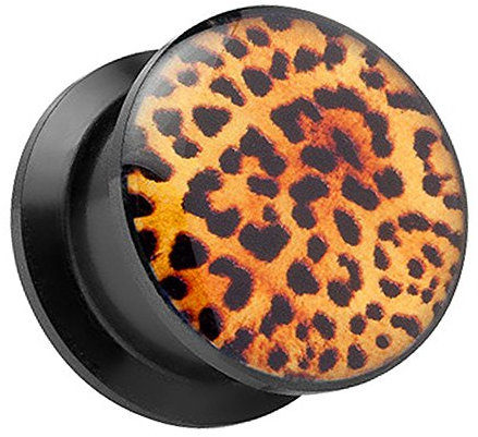 Taffstyle Ohr Plug Flesh Tunnel Piercing Ohrpiercing Schraub Schraubverschluß Kunststoff Schwarz Leoparden Style 8mm