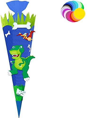 alles-meine.de GmbH Bastelset - Schultüte Farbe & Größe wählbar 70/85 / 100 cm - Dino - Dinosaurier - Farbe frei wählbar - Bastelschultüte - Zuckertüte zum selber Basteln B..