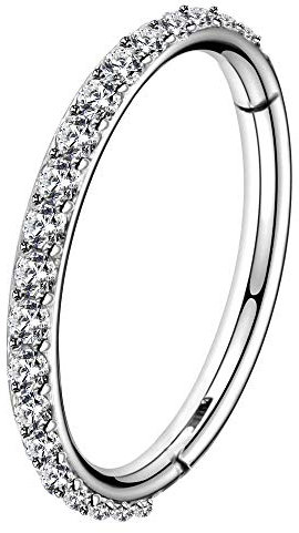 OUFER Bauchnabelpiercing, 14g, 10 mm, aufklappbar, CZ Bauchnabelpiercing Ring Silber Chirurgenstahl kurzer Langer Piercing Bauchnabel Silber Belly Button Piercing Schmuck Frauen