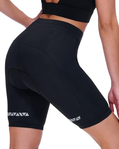 Sportneer Radlerhose Damen Gepolstert Schnelltrockende Fahrradhose Damen Kurz Elastische Radhose Mit Sitzpolster 4D Breiterem Und Dichterem Polster