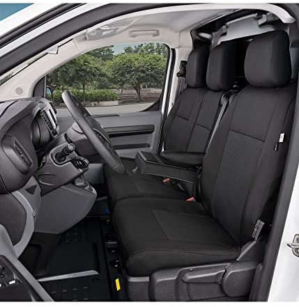 Maßgeschneiderte Sitzbezüge Fahrersitzbezug Sitzbank für zwei Passagiere, mit Tischfunktion klappbarer Sitzfläche kompatibel mit Opel Vivaro C ab 2019, kompatibel mit Opel Zafira Life ab 2019