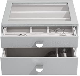 Stackers Pebble Grey Classic Jewellery Box - Set of 2 (with drawers)