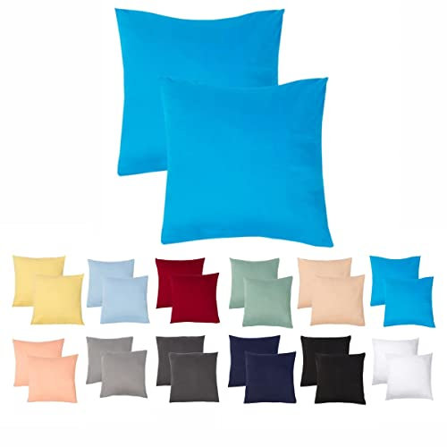 Livessa 2er Set Kissenbezug 50x50 aus%100 Baumwolle Jersey Stoff, Kissenbezüge, 50x50 mit Reißverschluss, Kopfkissenbezug 50x50 cm, Kissenhülle, atmungsaktiv, Oeko-Tex Zertifiziert, Pillow Cover