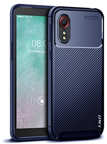 J&D Case Compatible for Samsung Galaxy Xcover 5 Case, Carbon Fiber Pattern Drop Protection Anti Shock Protective TPU Slim Case for Galaxy Xcover 5 Bumper Case, Blue