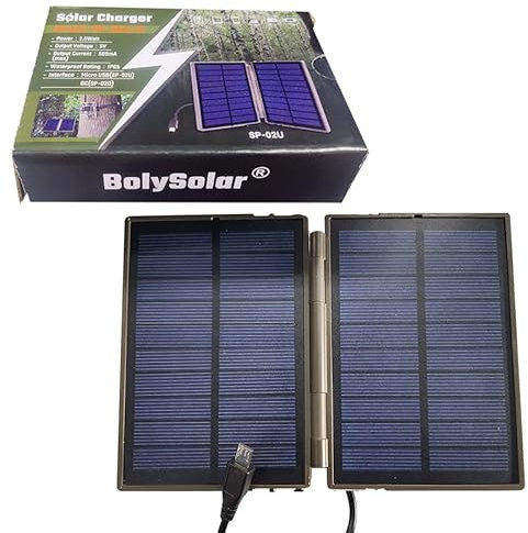 5V 500mA Panneau Solaire, BolyGuard Camera de Chasse Chargeur Solaire IP66 étanche Mobile Portable Extérieur Chargeur Solaire